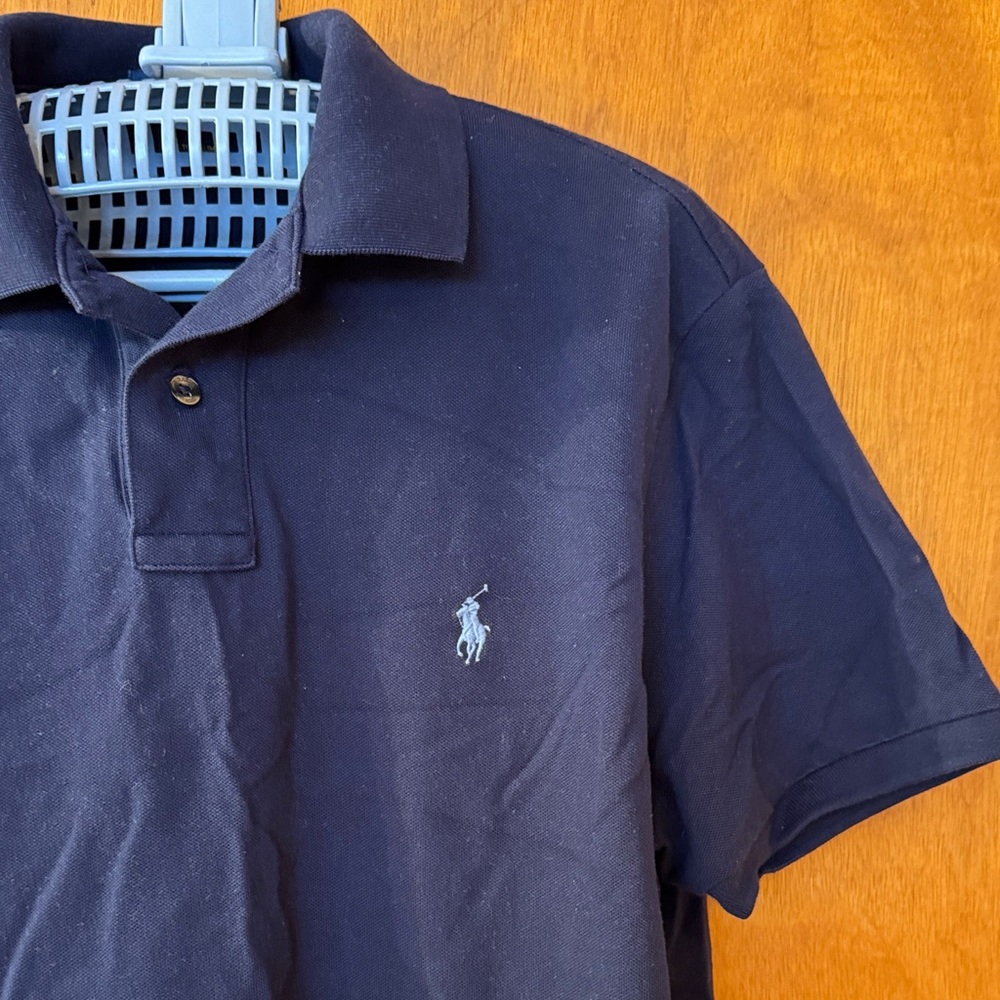 Polo by Ralph Lauren Men's Custom Slim Fit Stretch Mesh Navy Polo Shirt - Picture 6 of 9